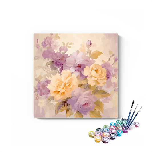 DIY Painting Kit -Pastel Rose Bouquet Paint by Numbers Kit