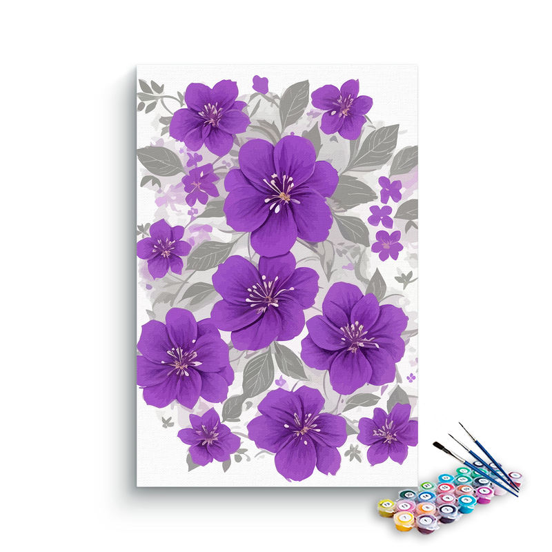 DIY Painting Kit -Purple Harmony Flowers Paint by Numbers Kit