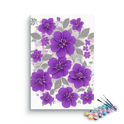DIY Painting Kit -Purple Harmony Flowers Paint by Numbers Kit