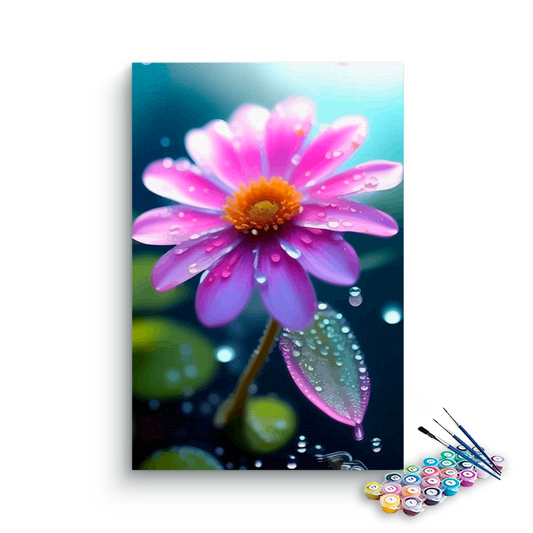 DIY Painting Kit -Dew-Kissed Pink Daisy Paint by Numbers Kit