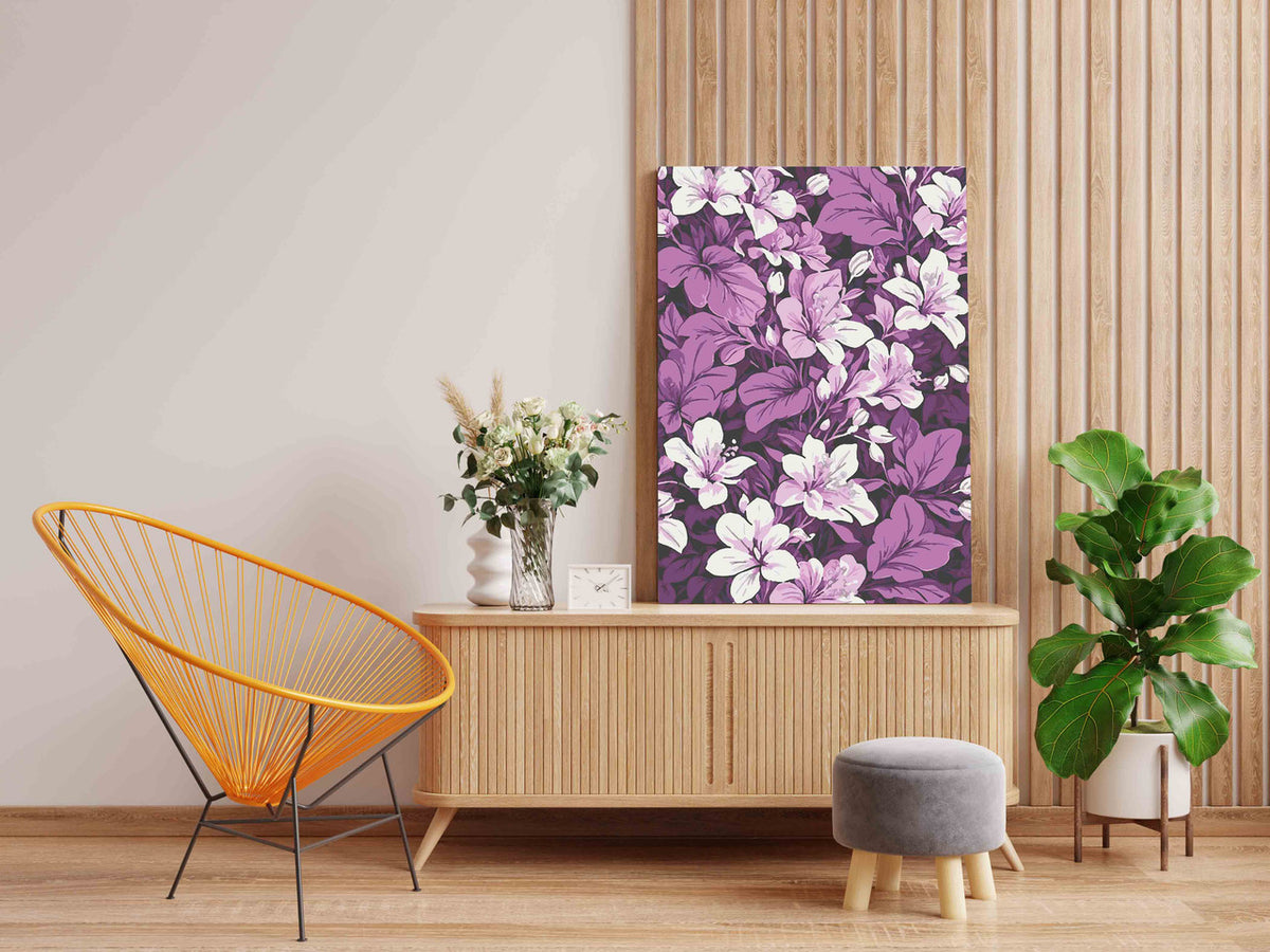 DIY Paint by numbers kit - Pink and Purple Garden Pattern Paint by Numbers Kit
