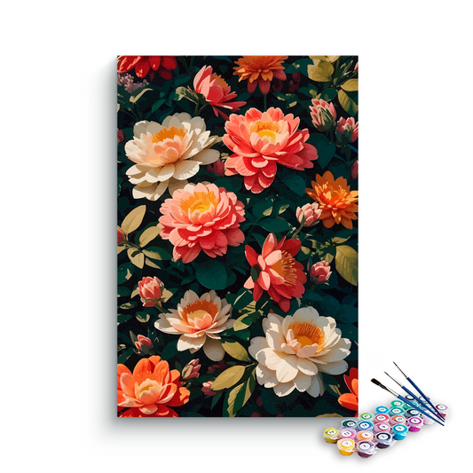 DIY Painting Kit -Realistic Dahlia Bloom Paint by Numbers Kit