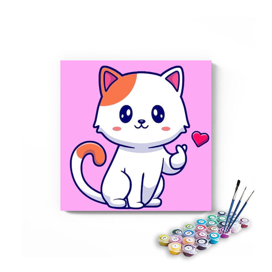 Cute Cat Paint By Numbers kit for kids
