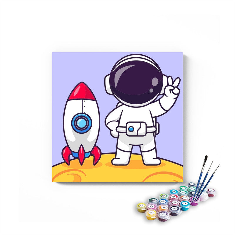 Astronaut On Moon Paint By Numbers kit for kids
