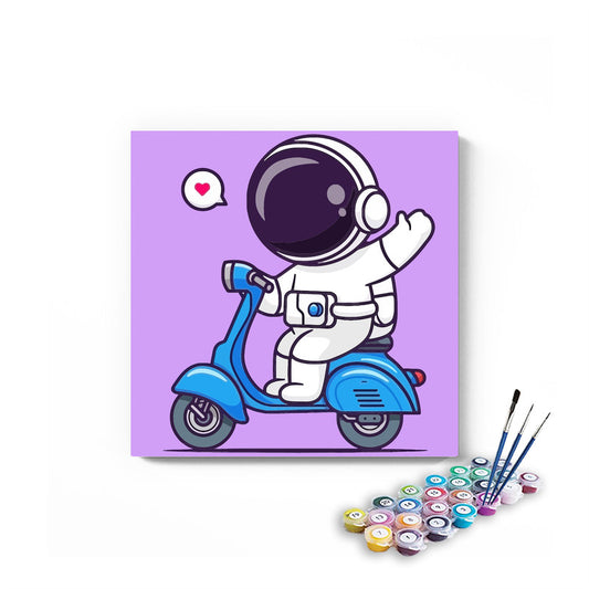 Astronaut On Scooter Paint By Numbers kit for kids