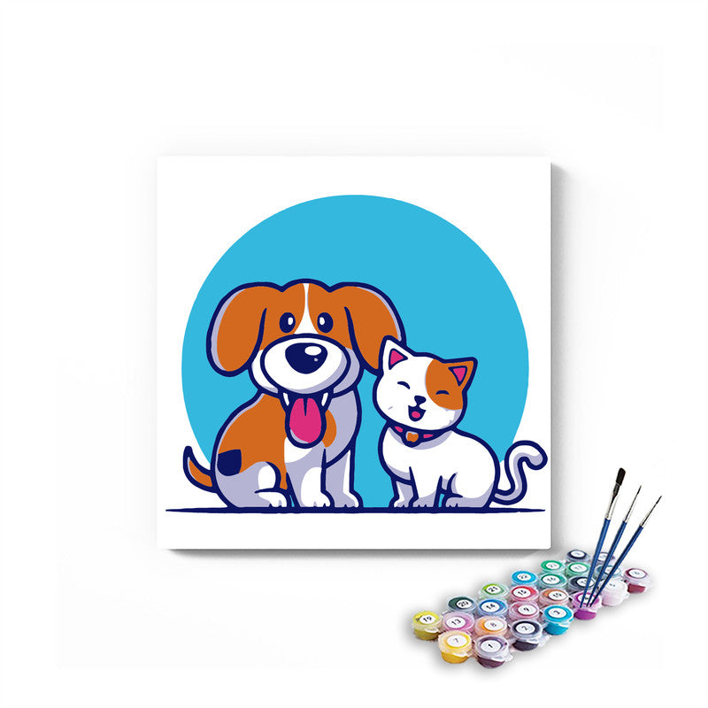 Dog Cat Friends Paint By Numbers kit for kids