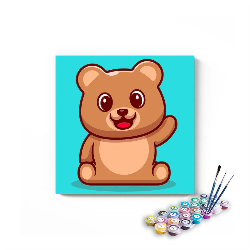 Teddy Bear Waving Paint By Numbers kit for kids
