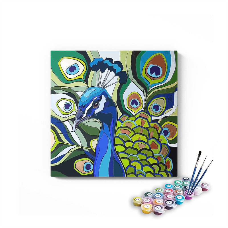 Peacock Closeup Paint By Numbers kit for kids