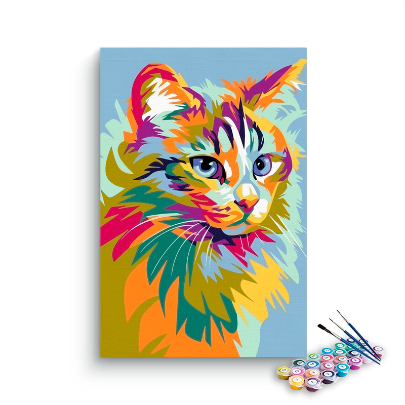 Cat Abstract Paint By Numbers kit for kids
