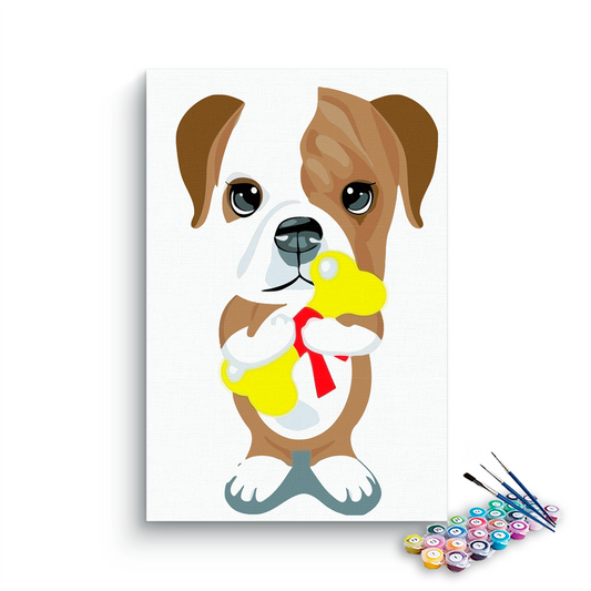 Dog Holding Bone Paint By Numbers kit for kids