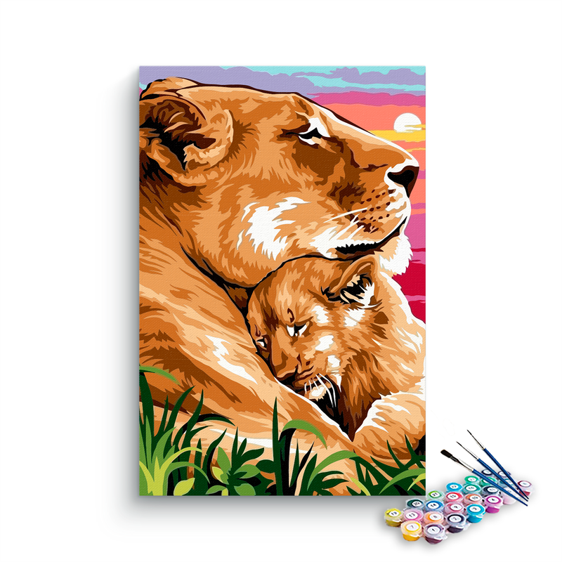Lion Mom baby Paint By Numbers kit for kids