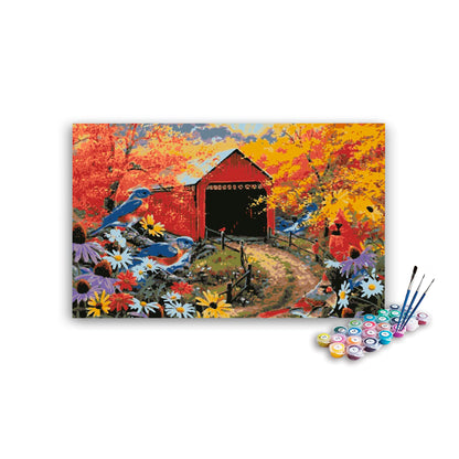 Birds and House Paint By Numbers kit