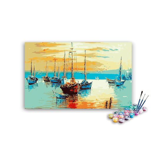 Boats in Sea Paint By Numbers kit