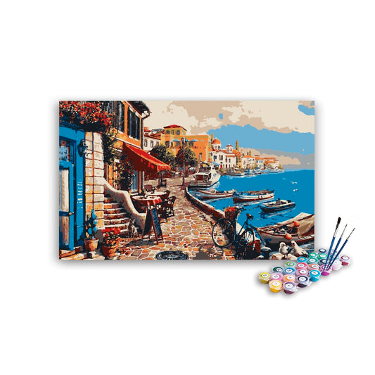 City and Boats Paint By Numbers kit