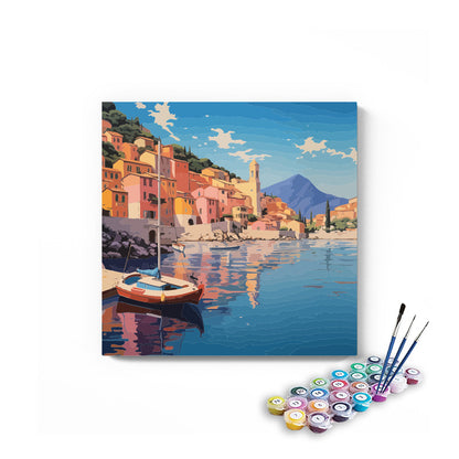 DIY Painting Kit -Mediterranean Waterfront Town Paint by Numbers Kit