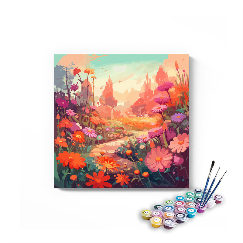 DIY Painting Kit -Blooming Wildflower Garden Pathway Paint by Numbers Kit