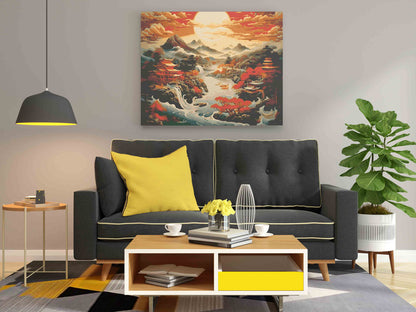 DIY Paint by numbers kit - Oriental Pagoda Valley Sunset Paint by Numbers Kit