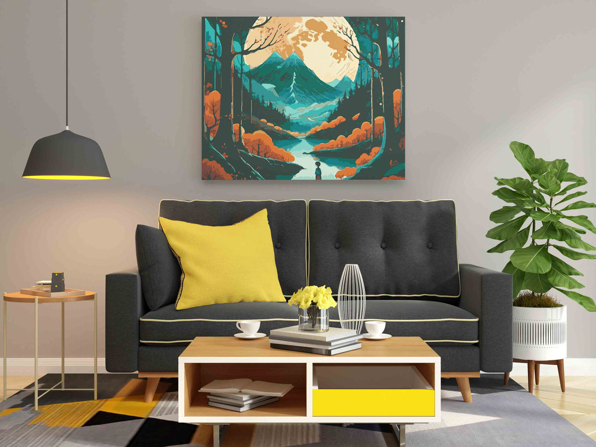 DIY Paint by numbers kit - Moonlit Forest River Solitude Paint by Numbers Kit