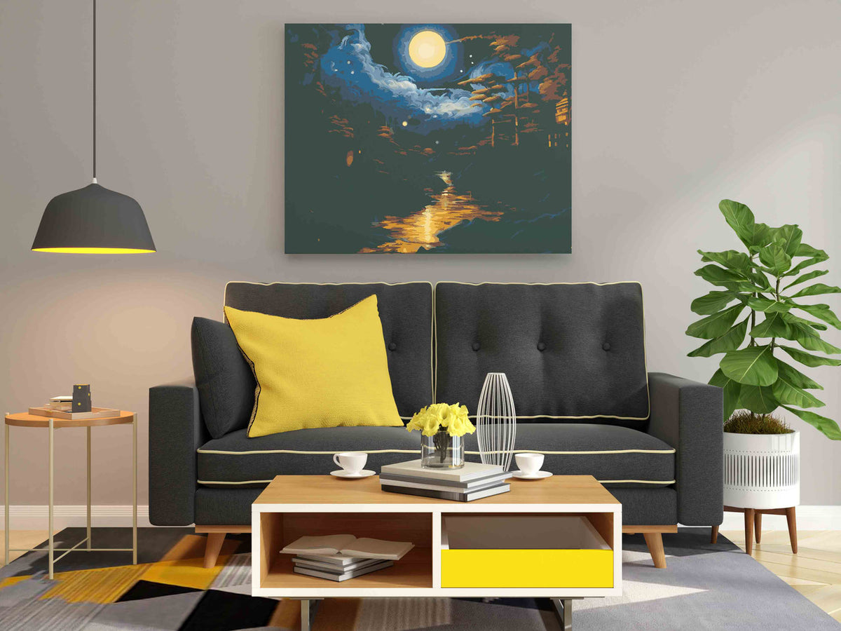 DIY Paint by numbers kit - Starry Night Castle River Reflections Paint by Numbers Kit