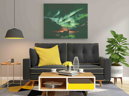 DIY Paint by numbers kit - Northern Lights Boat on Dark Waters Paint by Numbers Kit