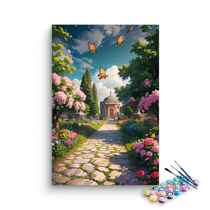 DIY Painting Kit -Butterfly Garden Path to the Pavilion Paint by Numbers Kit