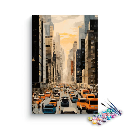 DIY Painting Kit -New York City Rush Hour Street Paint by Numbers Kit