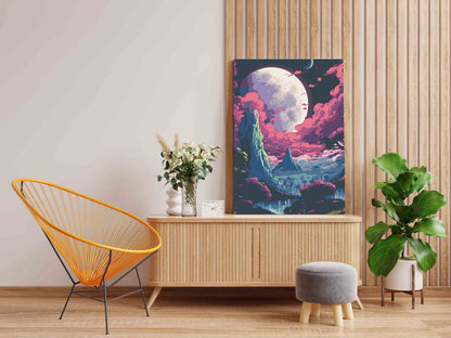 DIY Paint by numbers kit - Pink Fantasy World Giant Moon Paint by Numbers Kit