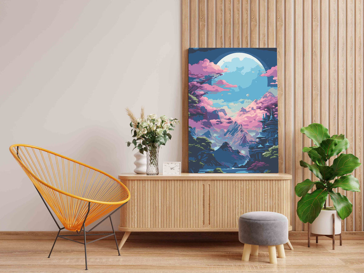 DIY Paint by numbers kit - Dreamy Blue Moon Cherry Blossom Kingdom Paint by Numbers Kit