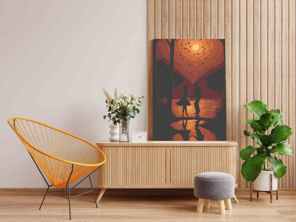 DIY Paint by numbers kit - Romantic Couple Silhouette at Sunset Paint by Numbers Kit