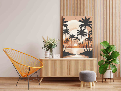 DIY Paint by numbers kit - Tropical Palm Tree Silhouette Beach Sunset Paint by Numbers Kit