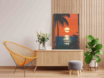 DIY Paint by numbers kit - Tropical Balcony Ocean Sunset Paint by Numbers Kit