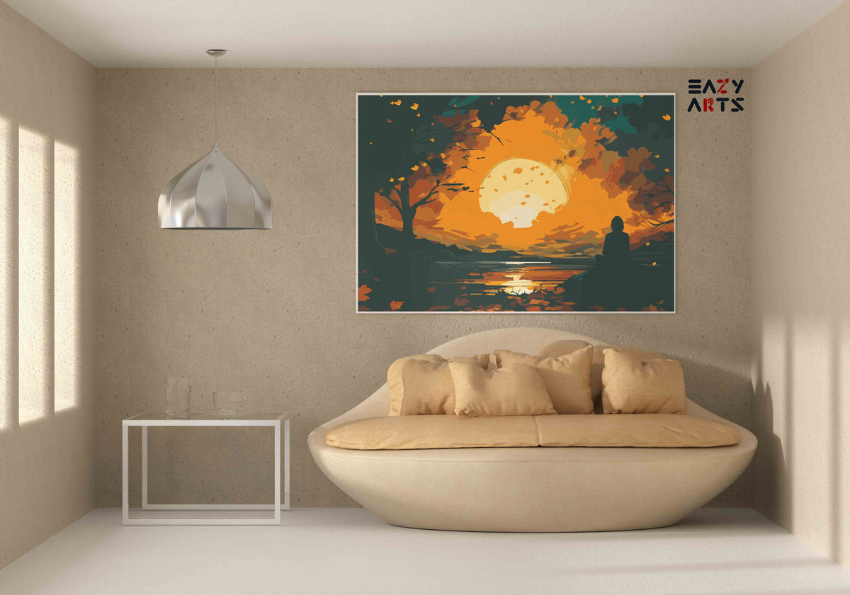 DIY Paint by numbers kit - Solitary Soul Meditating Under Moonlit Sky Paint by Numbers Kit