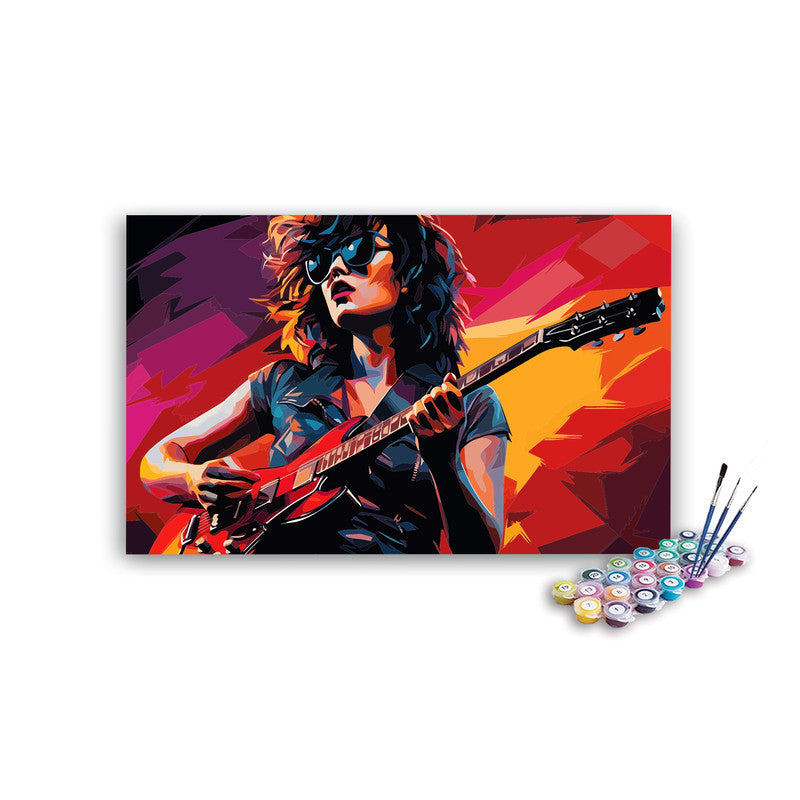 DIY Painting Kit -Female Rock Star Pop Art Guitar Solo Paint by Numbers Kit