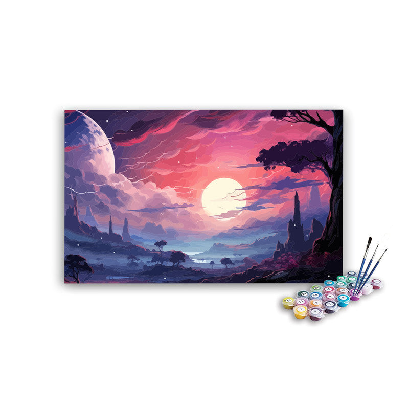 DIY Painting Kit -Fantasy Alien Planet with Giant Moon Paint by Numbers Kit