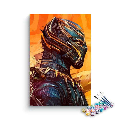Black Panther in Golden Suit paint by numbers