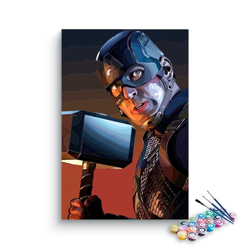 Captain America with Mjolnir paint by numbers