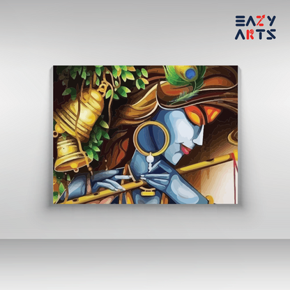 DIY Paint by numbers kit - Vibrant Krishna: Artistic Flute & Peacock Feather Paint by Numbers Kit