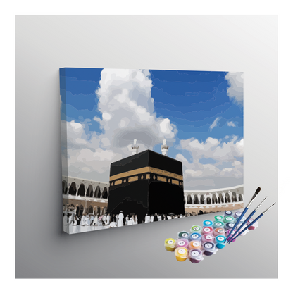 DIY Painting Kit - Sacred Pilgrimage: The Kaaba at Mecca Paint by Numbers Kit