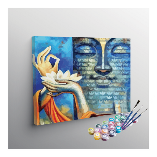 DIY Painting Kit - Enlightened Peace: Buddha with Lotus Paint by Numbers Kit