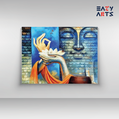 DIY Paint by numbers kit - Enlightened Peace: Buddha with Lotus Paint by Numbers Kit