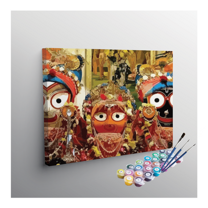 DIY Painting Kit - Jagannath, Balabhadra, and Subhadra Paint by Numbers Kit