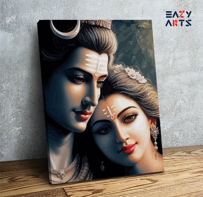 DIY Paint by numbers kit - Lord Shiva and Goddess Parvati Paint by Numbers Kit