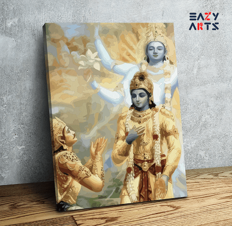 DIY Painting Kit - Divine Revelation: Krishna and Arjuna in the Bhagavad Gita Paint by Numbers Kit