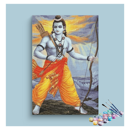 DIY Painting Kit - Righteous Warrior: Lord Ram with Bow and Arrow Paint by Numbers Kit