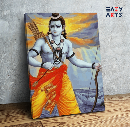 DIY Paint by numbers kit - Righteous Warrior: Lord Ram with Bow and Arrow Paint by Numbers Kit