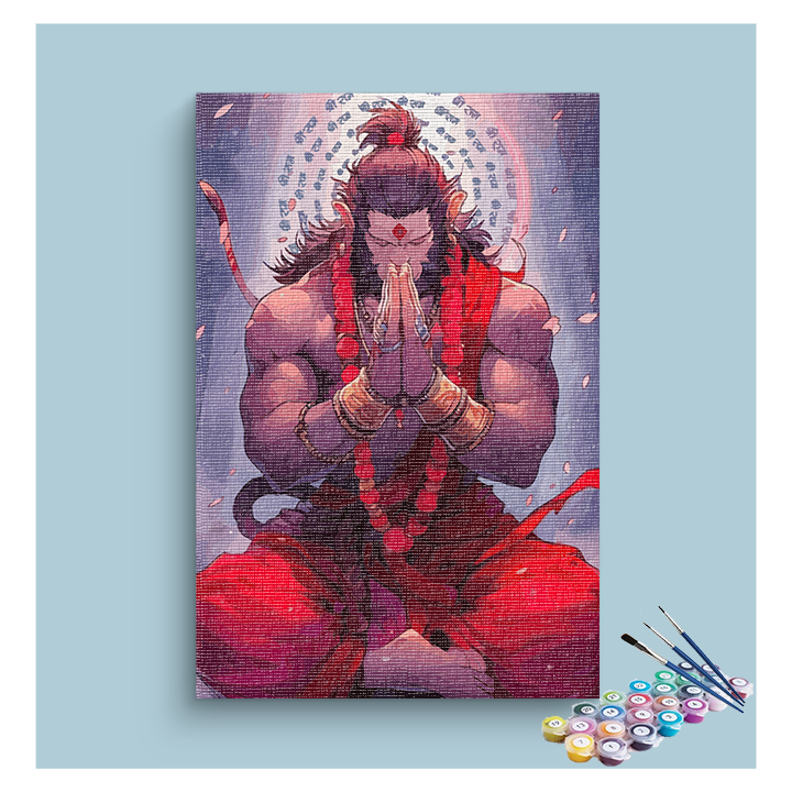 DIY Painting Kit - Mighty Devotion: Meditative Hanuman Paint by Numbers Kit