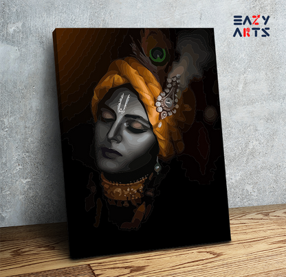 DIY Paint by numbers kit - Serene Divinity: Meditative Krishna Paint by Numbers Kit