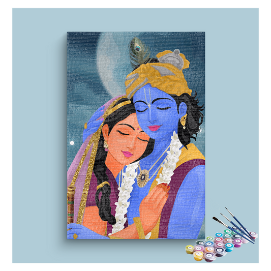 DIY Painting Kit - Eternal Love: Radha Krishna Embrace Paint by Numbers Kit