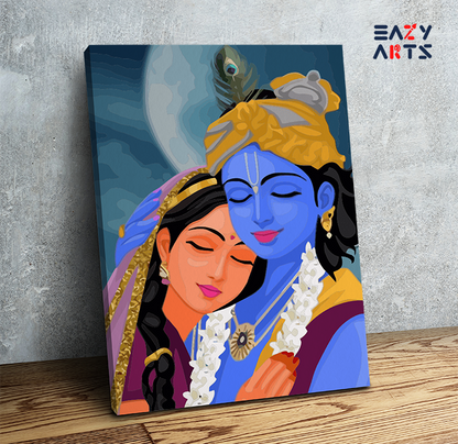 DIY Paint by numbers kit - Eternal Love: Radha Krishna Embrace Paint by Numbers Kit