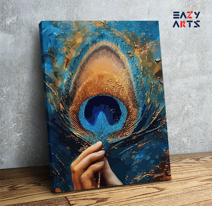 DIY Paint by numbers kit - Divine Feather: Peacock Feather of Krishna Paint by Numbers Kit